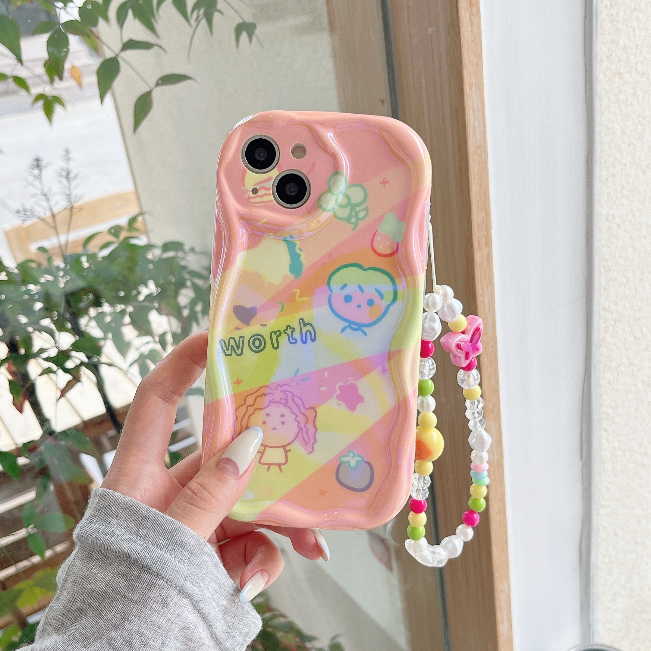 Japanese And Korean Graffiti Girl Chain Suitable For 14promax Phone Case Cute Girl Heart IPhone14Promax New 13promax Women 12 Creative 11 All Inclusive Anti Drop Soft Case Protector