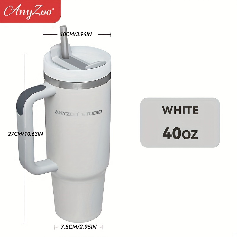 Anyzoo Stainless Steel Tumbler With Lid And Straw - Temu