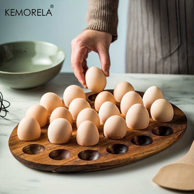Wooden Egg Holder Countertop Stackable Egg Rack for Fresh Eggs