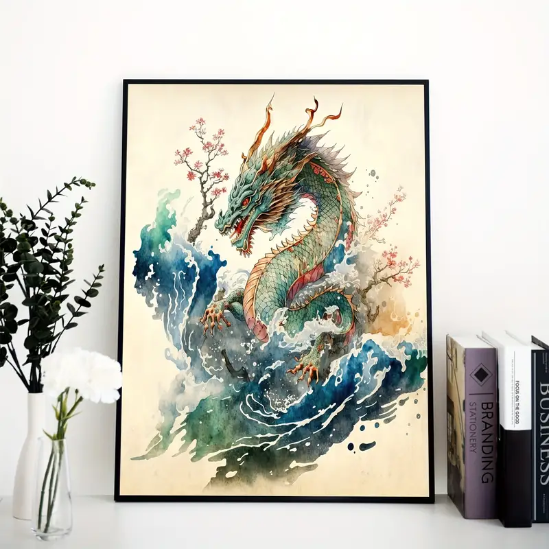 Canvas Poster Modern Art Japanese Water Dragon Poster Print - Temu