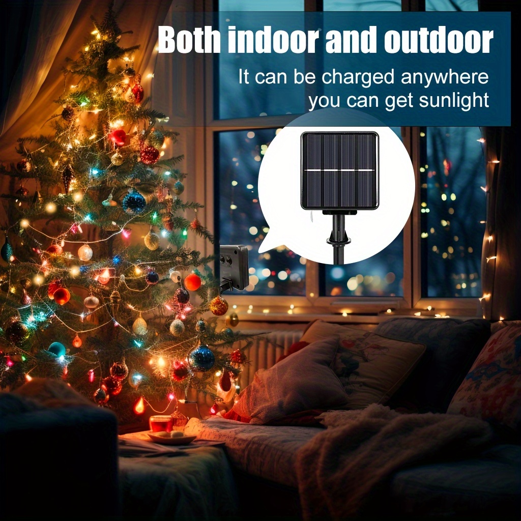 8 Bright Modes Solar Led String Lights Suitable For Holiday - Temu