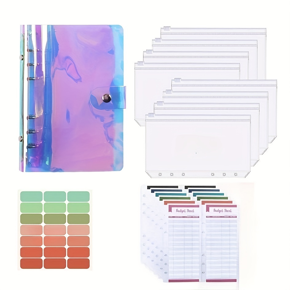 11Pcs A6 Budget Binder PVC 6 Ring Refillable Binder Cover With 9 Binder  Pockets/1 Binder Card / 1 Label - AliExpress