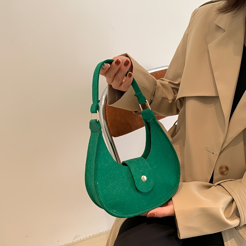 Crocodile Embossed Felt Hobo Bag Fashion Hobo Bag Stylish Women's Faux  Leather Shoulder Bag Trendy Solid Color Underarm Bag
