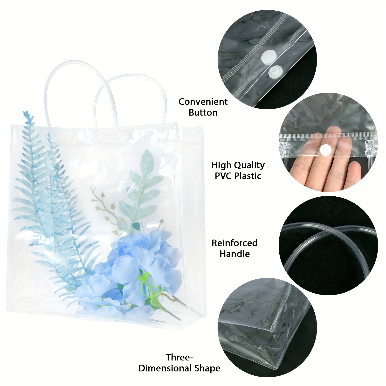 Clear Gift Bags with Handle Clear Party Favor Bags Clear Gift Bags for Favors Reusable Plastic PVC Tote Bag for Christmas Wedding Flowers Birthday