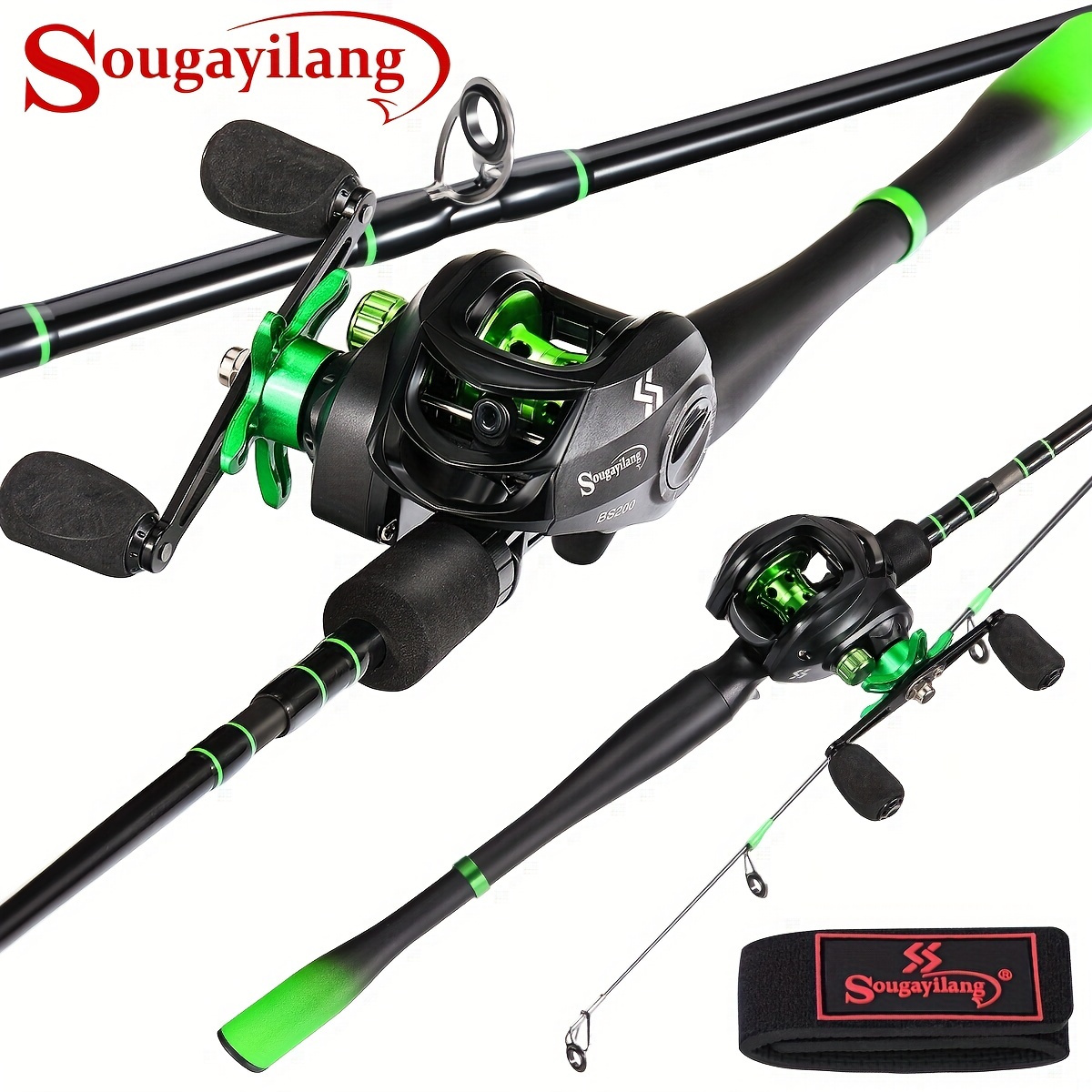 Sougayilang Fishing Rod Fishing Reel Set, Including 5 Sections Carbon Fiber  Rod, 7.2:1 Gear Ratio Baitcasting Reel With Fishing Tying Strap (Random Co