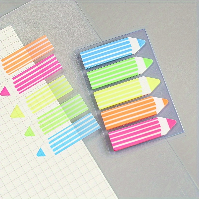 

5 Packs/set (100 Sheets/pack) Colorful Pencil Style Fluorescent Sticky Notes Index Label Stickers Set