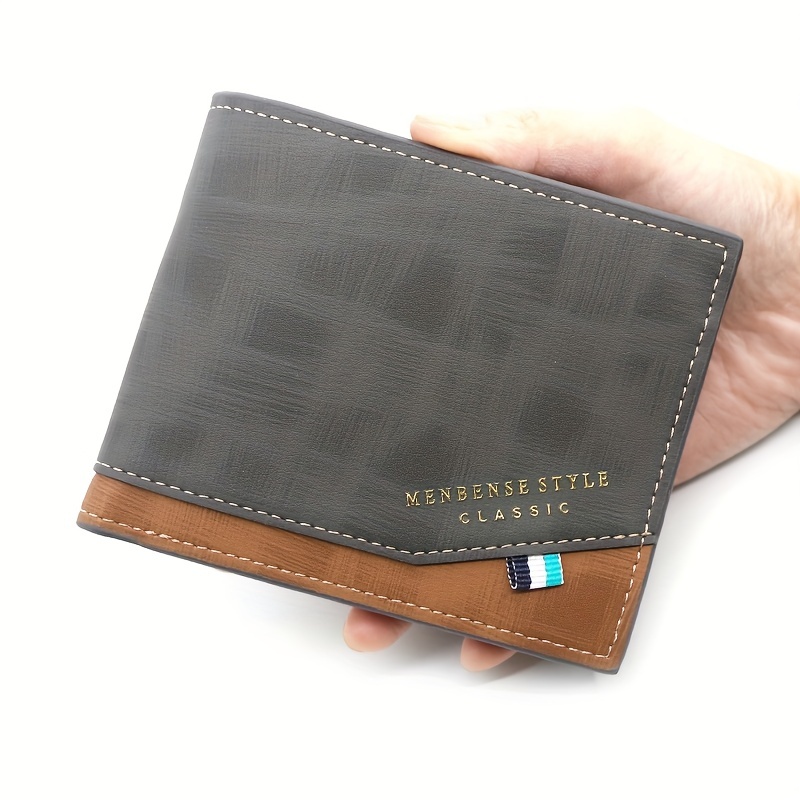 Men's Casual Pu Leather Short Wallet With Card Slots, Large