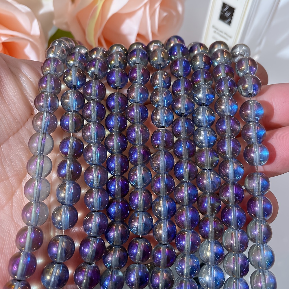 65pcs/pack 8mm Purple AB Colored Crystal Glass Flat Beads DIY Beads For  Handmade Bracelet Jewelry Production, Semifinished Jewelry Accessories  Materia