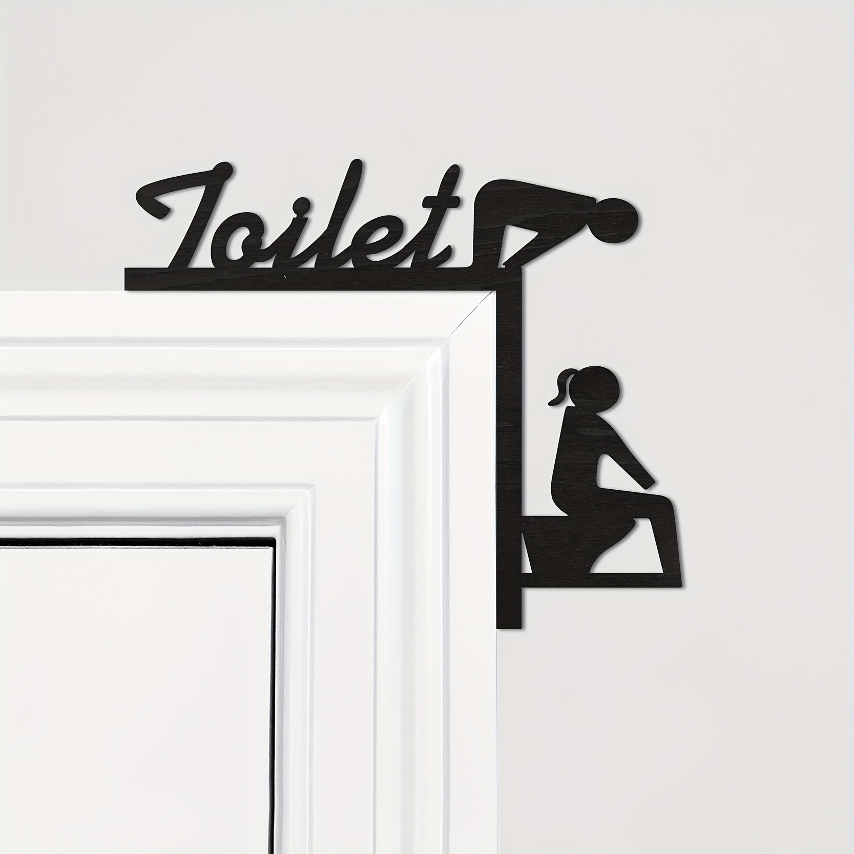 Funny Toilet Door Frame Decoration Black Wood Toilet - Temu