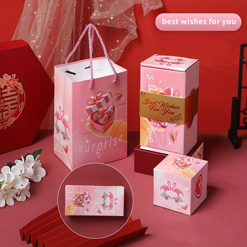 Caja de regalo sorpresa plegable de rebote, caja de regalo única de sobre  rojo plegable, caja de regalo sorpresa creativa, caja de regalo explosiva