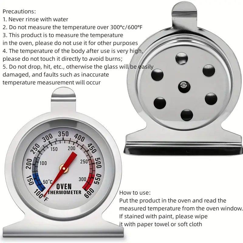Accurate Stainless Steel Oven Thermometer for Electric/Gas Oven, Instant  Read Kitchen Cooking Grill Smoker Thermometer with Large 2-Inch Dial  (50-300°