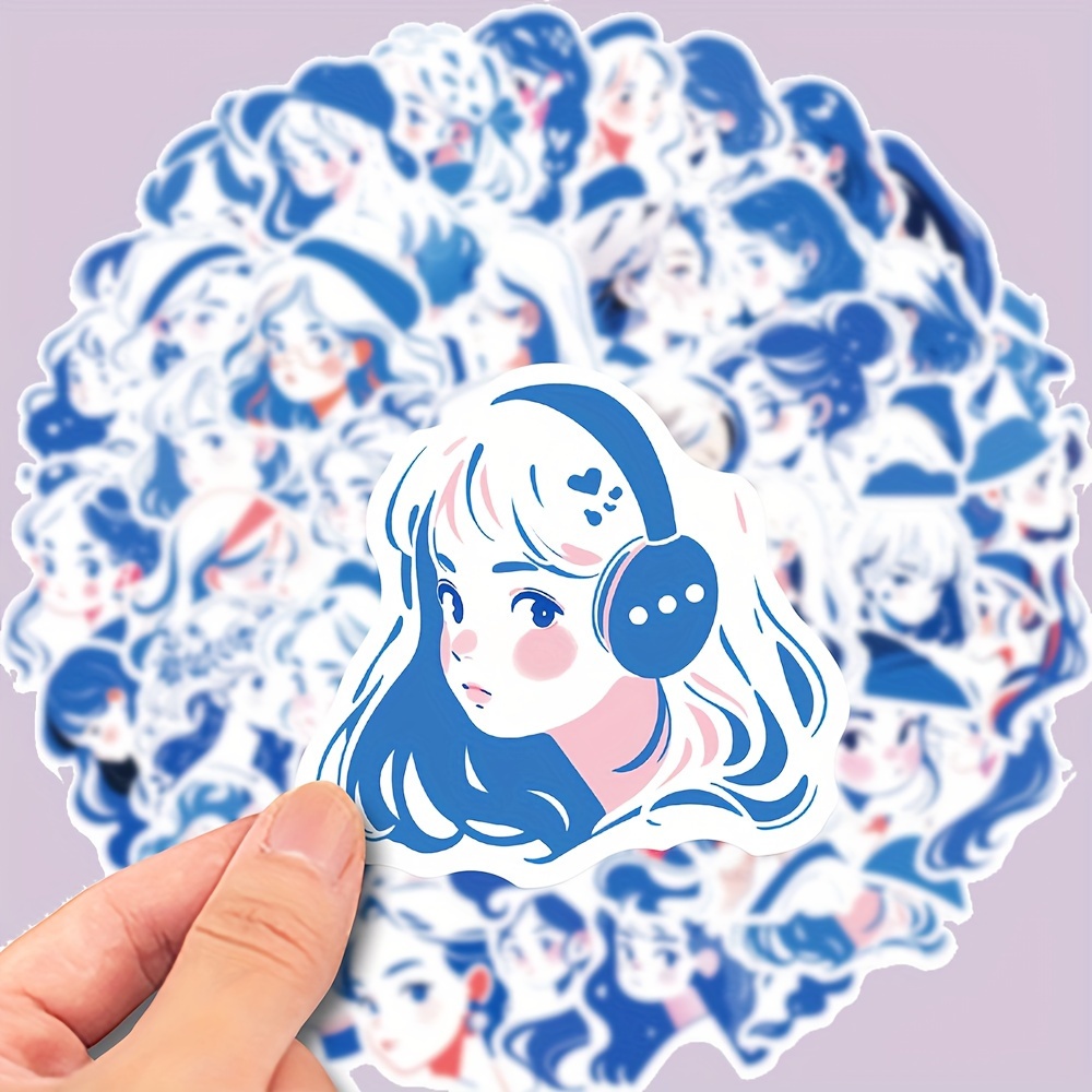50 Pcs Blue Cute Stickers, Aesthetic Stickers, Cute Stickers