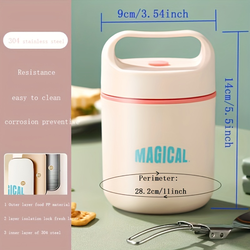 1pc Insulated Lunch Box, Portable Stainless Steel Inner, Simple