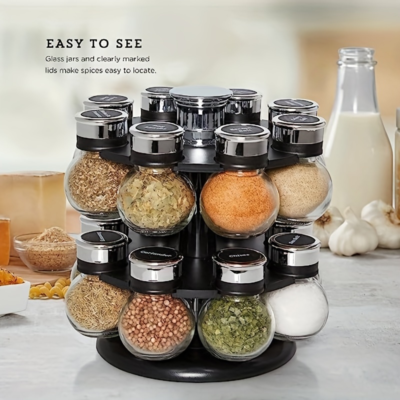 12-Jar Revolving Spice Rack Organizer - Spinning Countertop Herb