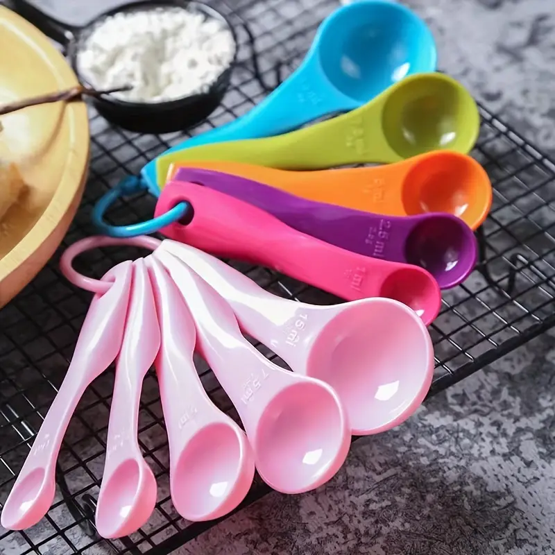 Measuring Spoons And Cups In Rainbow Colors Made Of Plastic - Temu