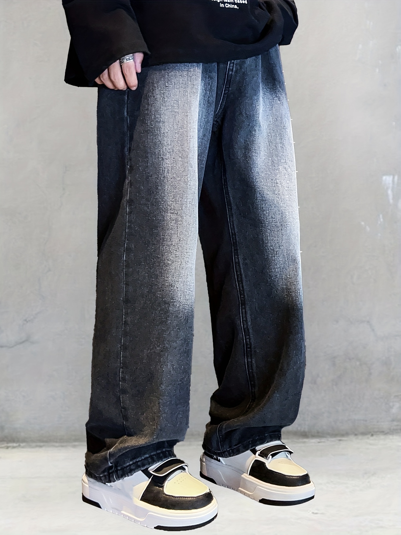 Men's Regular Distressed Jeans Casual Street Style Baggy - Temu