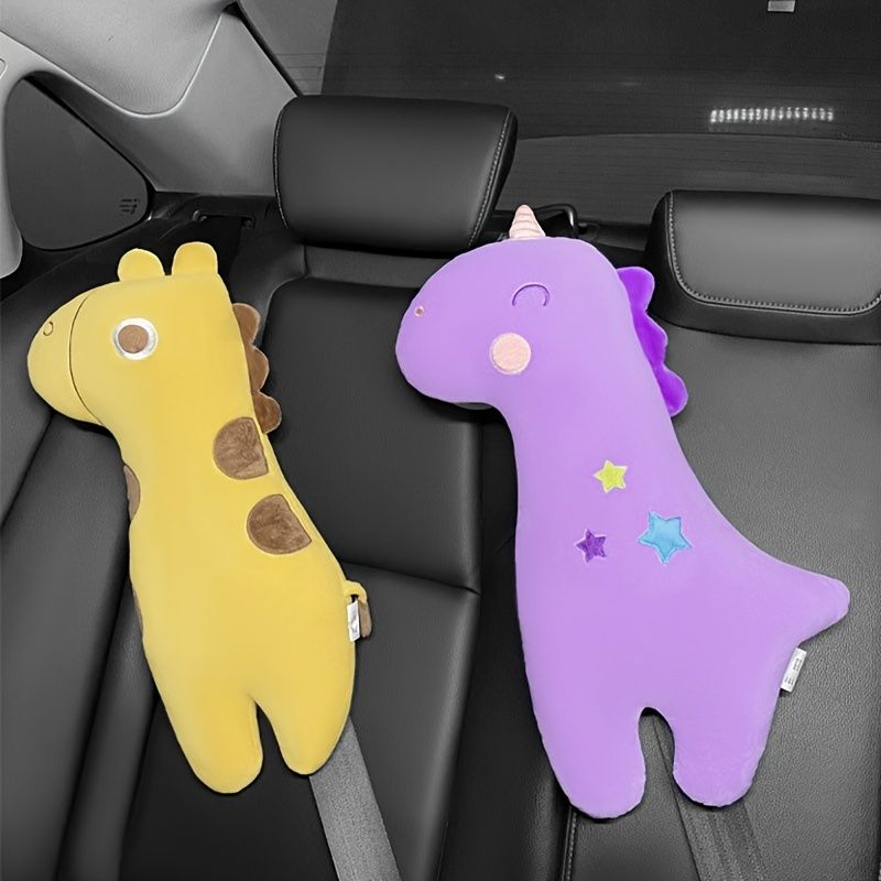 1pc Car Seat Belt Cover Cute Cartoon Giraffe Dinosaur Unicorn Soft Shoulder  Cover Children Car Safety Seat Belt Pillow Car Accessories - Automotive -  Temu