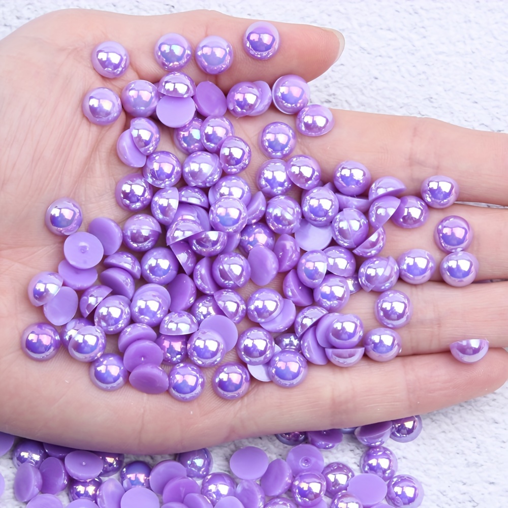 Dark Purple Mixed 5 Sizes Half Flatback Round Pearls Bead Loose Beads For  Diy Crafts Nail Art Phone Bag Shoes Cup Decoration