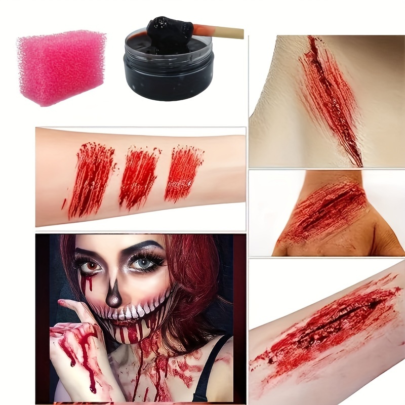 MEICOLY Pintura facial de látex líquido para el cuerpo de 2.1 onzas, herida  falsa de cicatriz de sangre para Halloween, kit de maquillaje de efectos