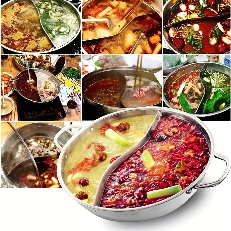 1pc Chinese Hot Pot With Divider Stainless Steel Hot Pot Soup