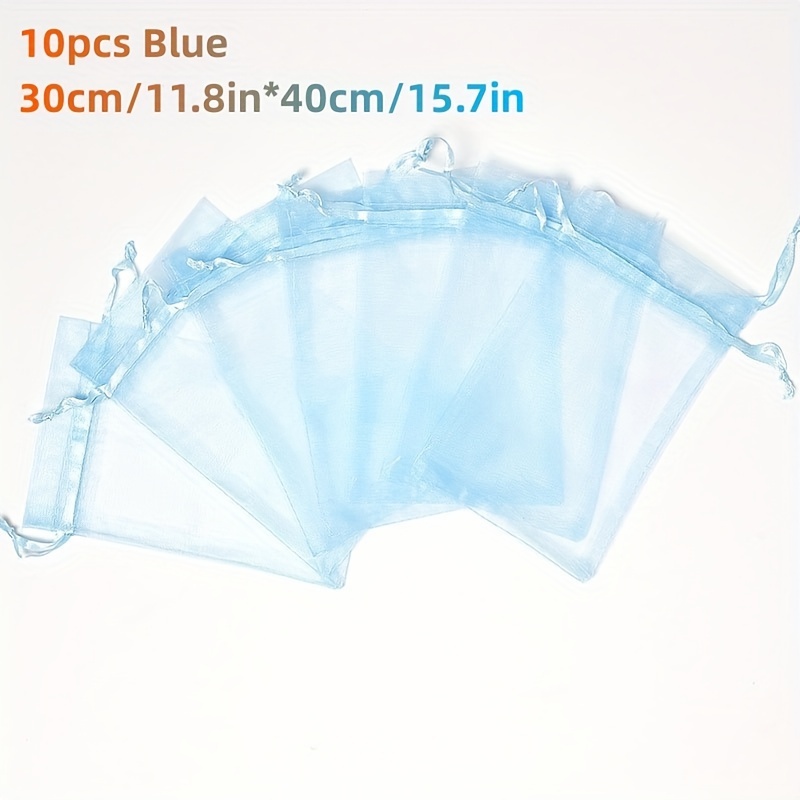 TEMU Gift For Her/him 10pcs Of Large Transparent Organza Gift Bags Measuring 30*40cm, With Drawstring Closure, Suitable For Christmas, Halloween,
