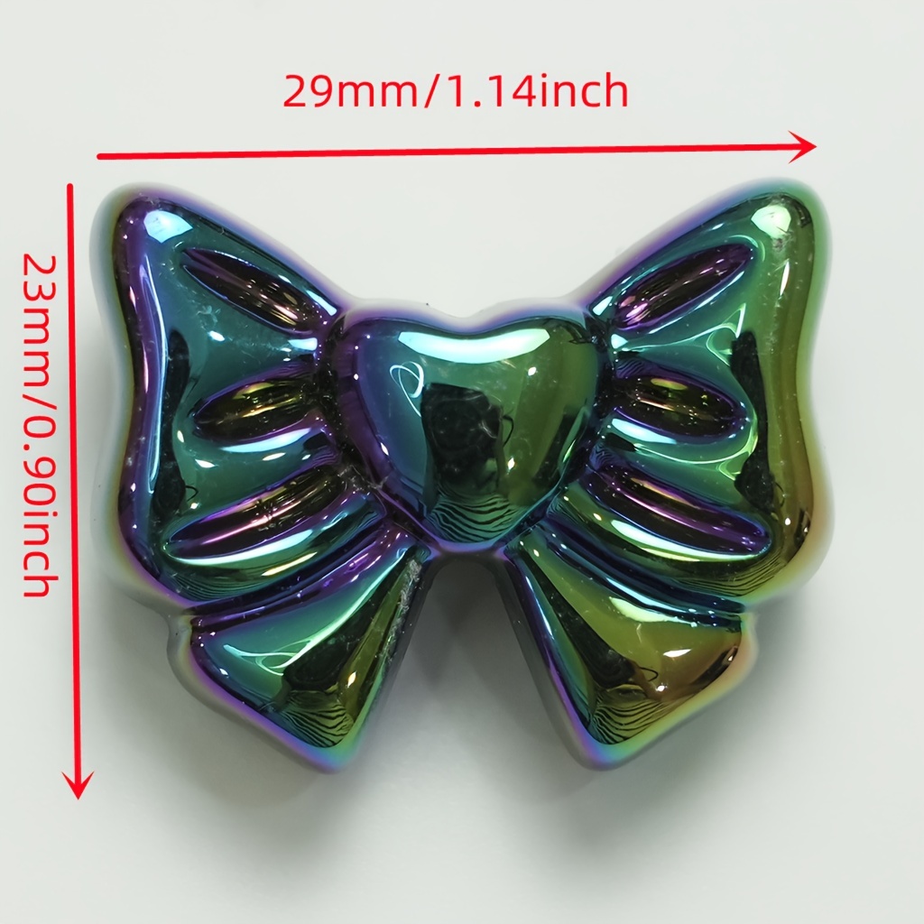 Acrylic Ab Plated Bow Beads Vertical Hole Cream - Temu