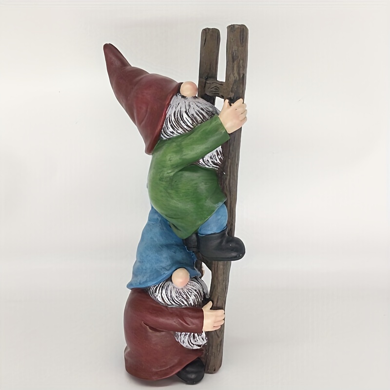 

1 Pair, Garden Yard Landscaping Gnome Climbing Stairs, Outdoor Lawn Creative Resin Sculpture Statue