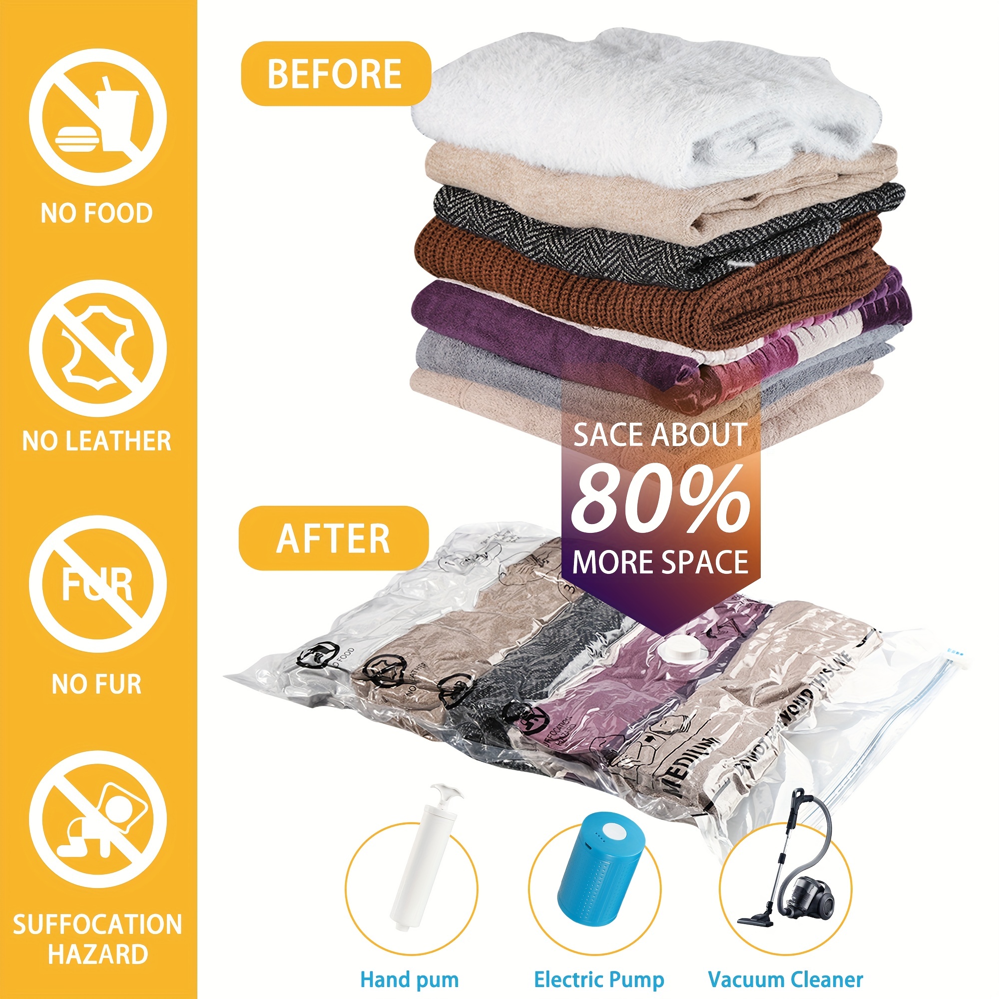  Spacesaver Bolsas de almacenamiento al vacío (medianas 10  unidades) Ahorra un 80% de espacio de almacenamiento de ropa, bolsas de  vacío para viajes, ropa, edredones, mantas, ropa de cama, sello de 
