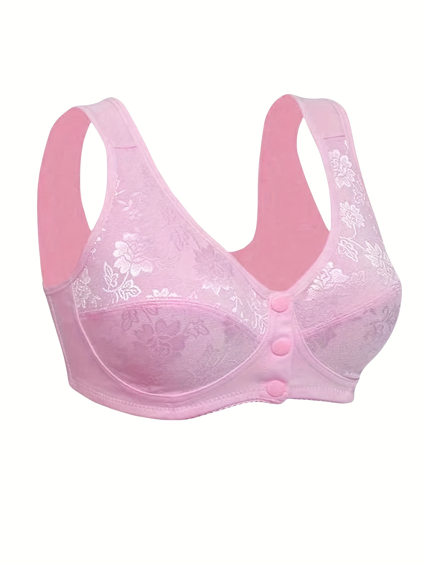 Contrast Lace Wireless Bra Comfy Breathable Front Buckle Bra - Temu