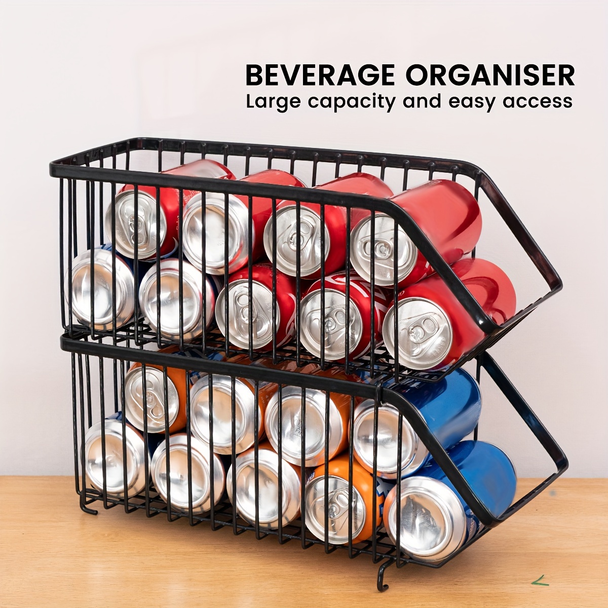 Stackable Soda Can Organizer For Refrigerator, Can Holder Dispenser, Canned  Food Storage Rack For Fridge, Kitchen, Countertops, Cabinets, Home Kitchen  Supplies - Temu