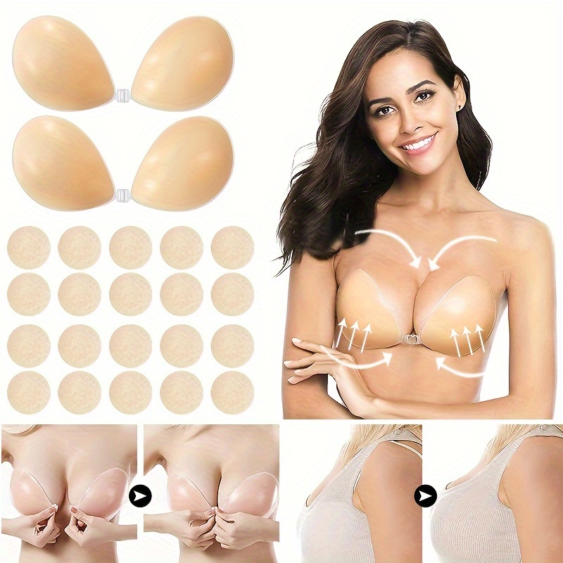 Seamless Push Up Buckle Front Nipple Covers, Strapless Invisible  Self-adhesive Breast Lift Pasties, Women's Lingerie & Underwear Accessories