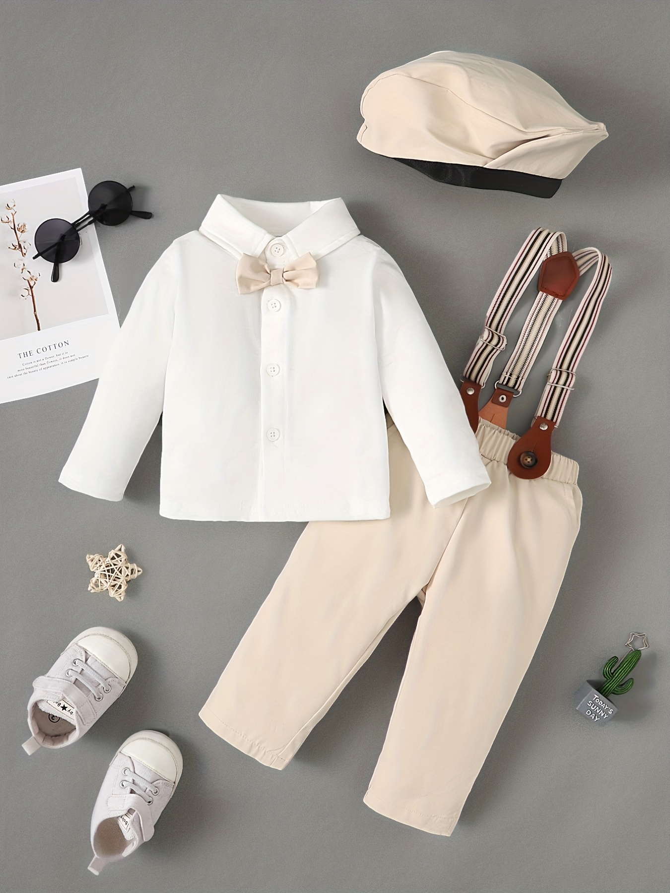 Baby Boys 2pcs Shirt With Suspender Pants Set