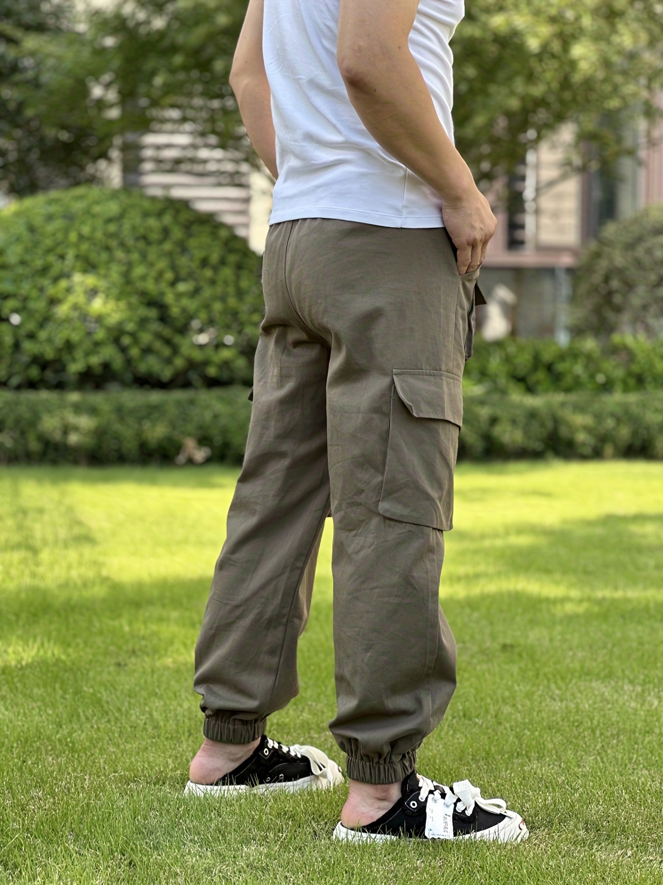 Army Green Cargo Pants For Men Men Fashion Sports Casual Pants Elastic  Waist Straight Leg Loose Pants