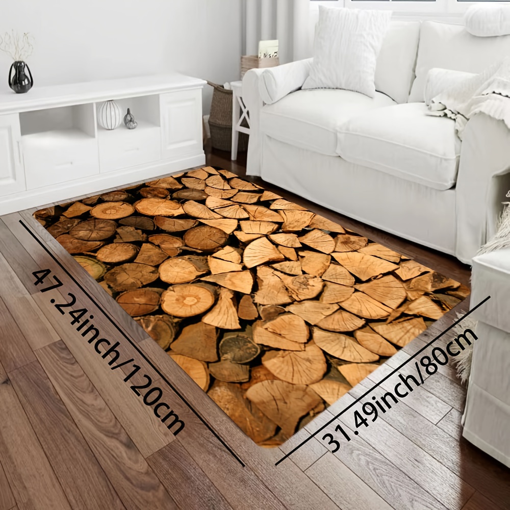 Creative Firewood Pile Pattern Strip Floor Mat Soft Non slip - Temu