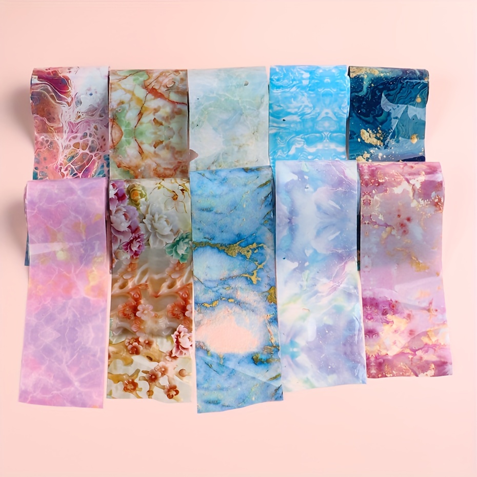 Colorful Marble Nail Foil Transfer Sticker Nail Art Decals Self Adhesive