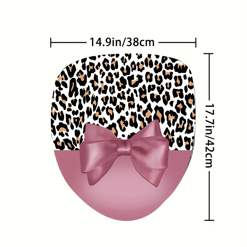 Leopard Bow Shower Curtain Set with Non Slip Bathroom Rug