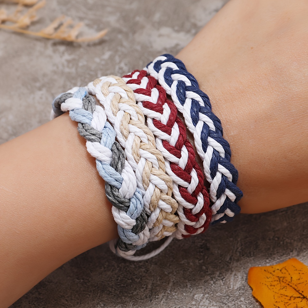 

Handmade Woven Cotton Rope Bracelets, Multi-color, Simple Tribal Style, Adjustable Unisex Friendship Bands