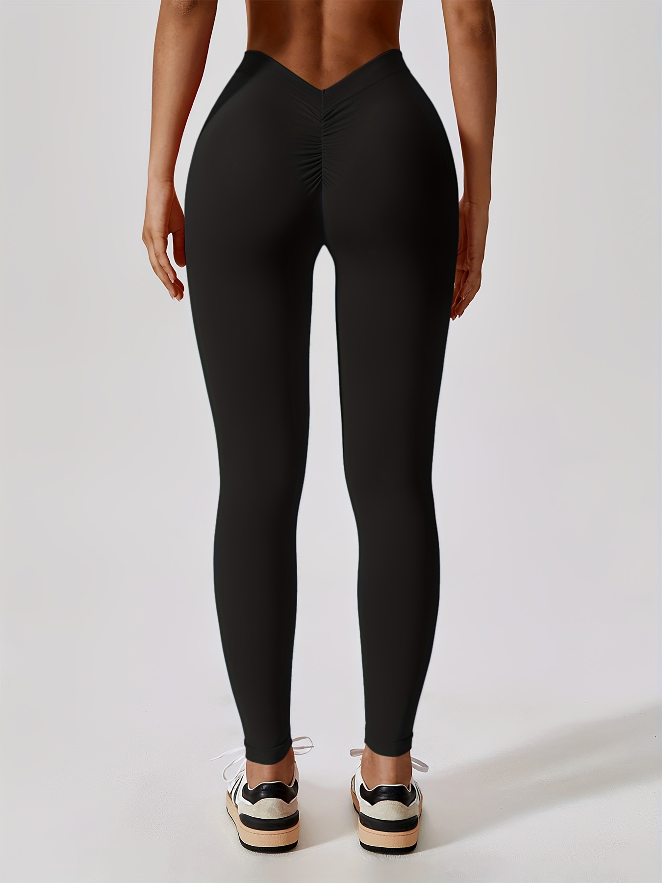 Plain V Shaped High Waist Yoga Pants Slim Fit Seamless - Temu
