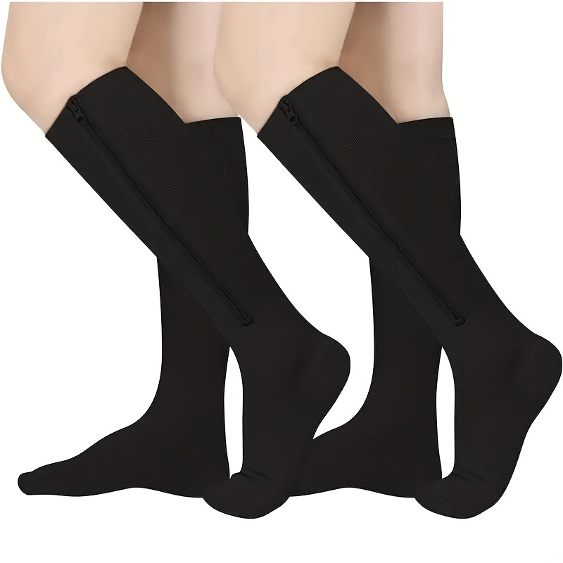 2 Pairs Copper Compression Socks 15-20mmHg Knee High for Women & Men