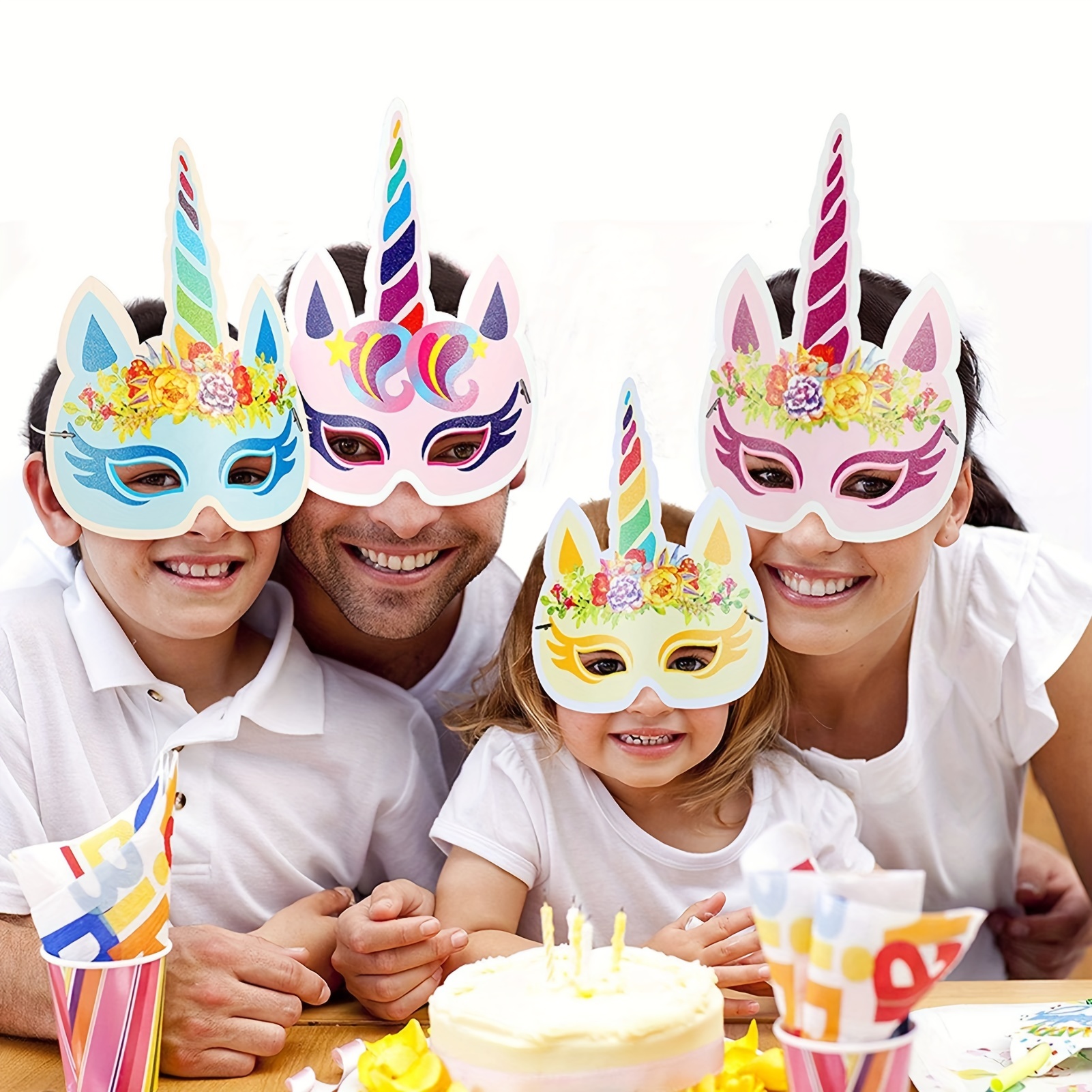 12pcs Mask Birthday Party Supplies Paper Animal Masks Cartoon Kids