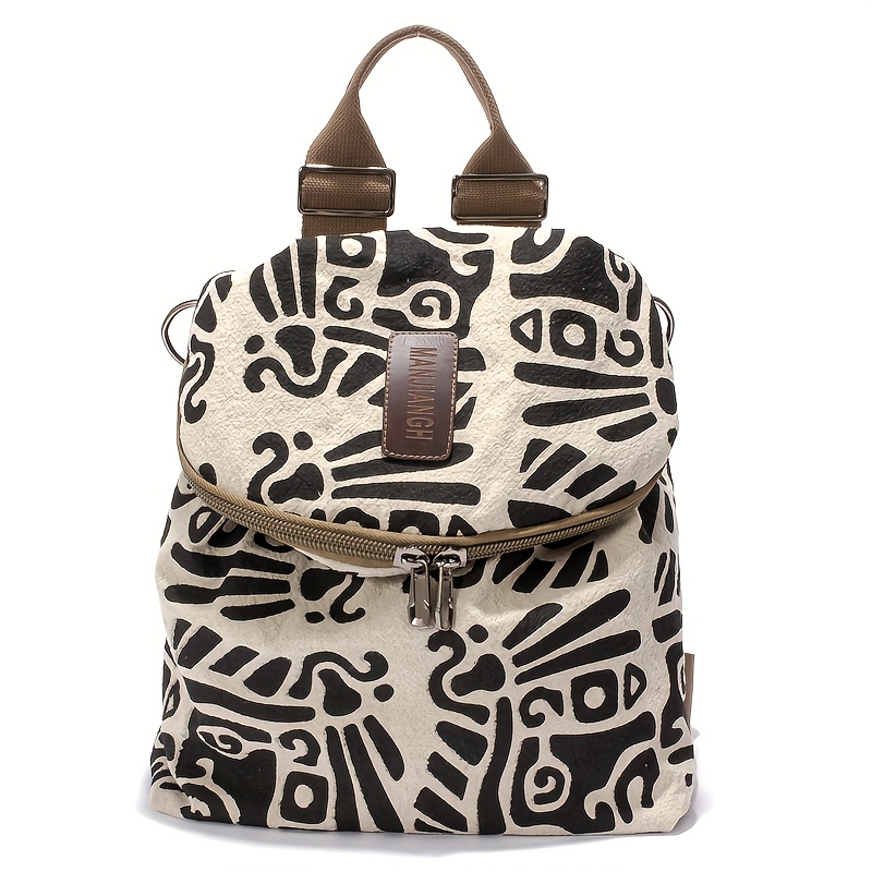 Image of Large Capacity Women's Backpack, Casual Shoulder Bag, Fashion Graffiti Crossbody Bag With Simple And Artistic Style Travel Pack