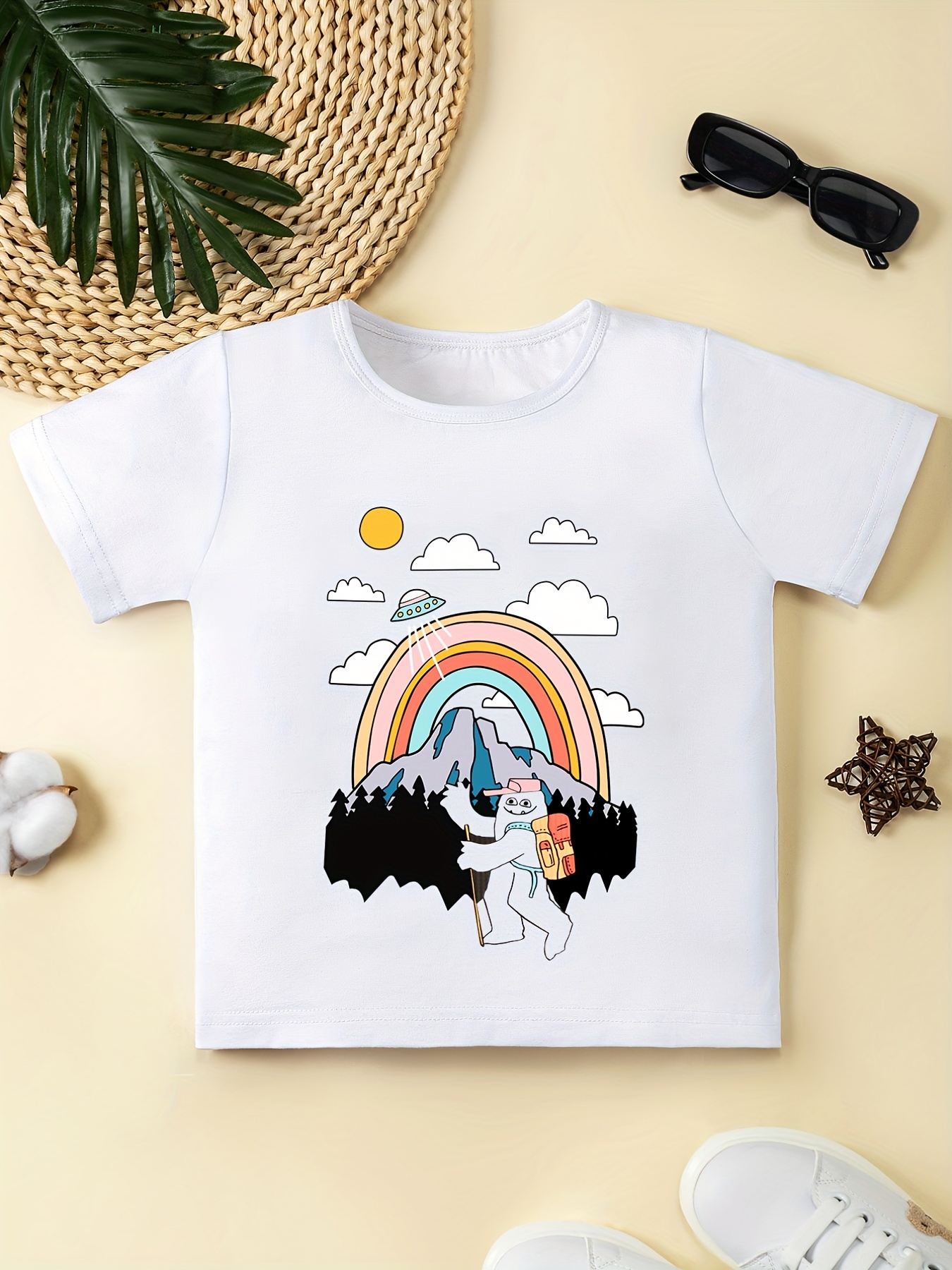 Camiseta Parches Arcoíris Niñas Pequeñas Camisetas Casuales - Temu