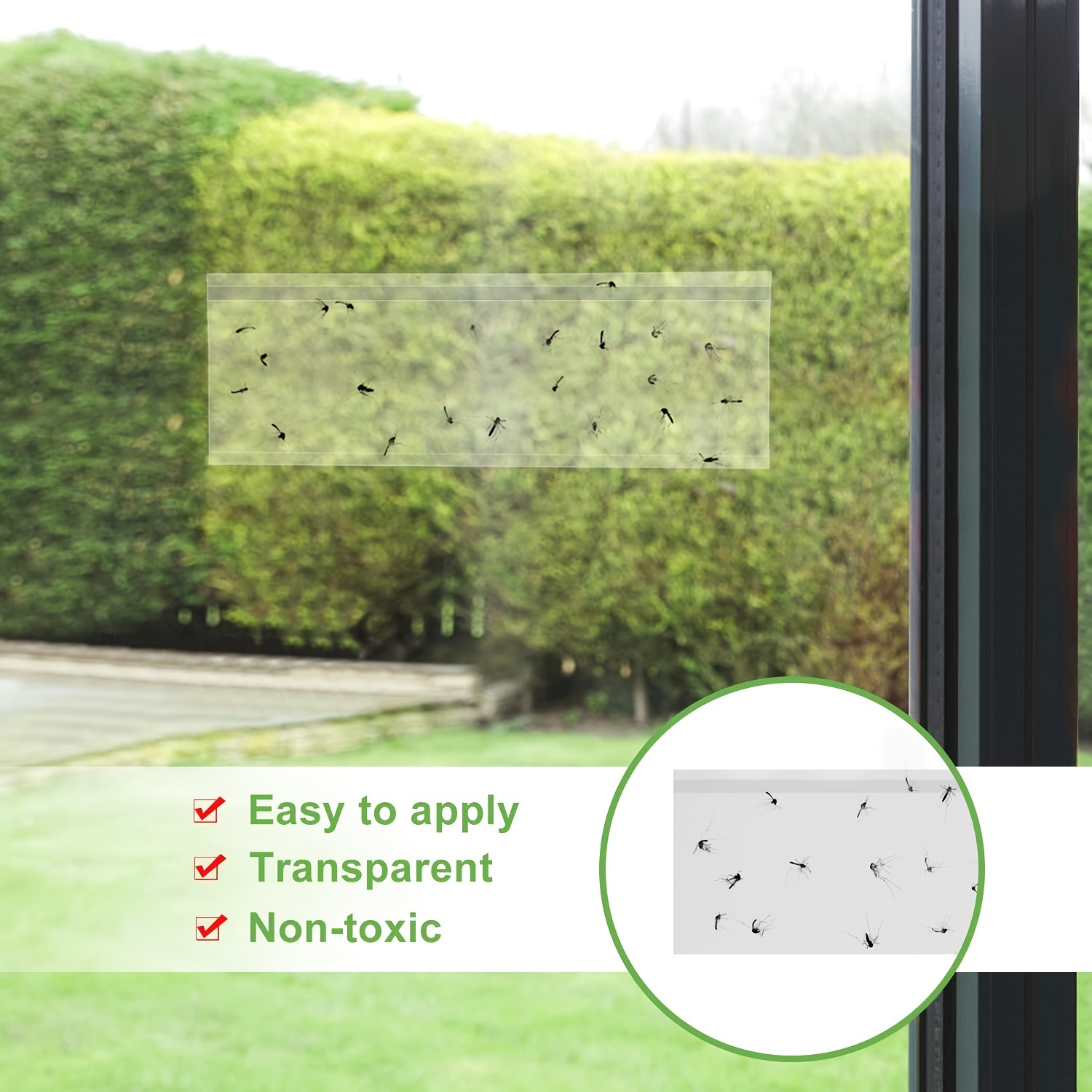 Window Fly Traps for Indoors, 80 Pack Clear Fly Paper Sticky Fly Strips for Home Houseflies Waterproof Fly Catcher Lady Bug Traps