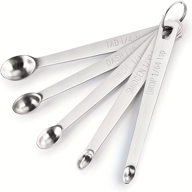 Stainless Steel Mini Measuring Spoons Set - 5 Spoons Included - 1/4, 1/8,  1/16, 1/32, - Perfect For Kitchen And Cooking - Kitchen Tools - Temu