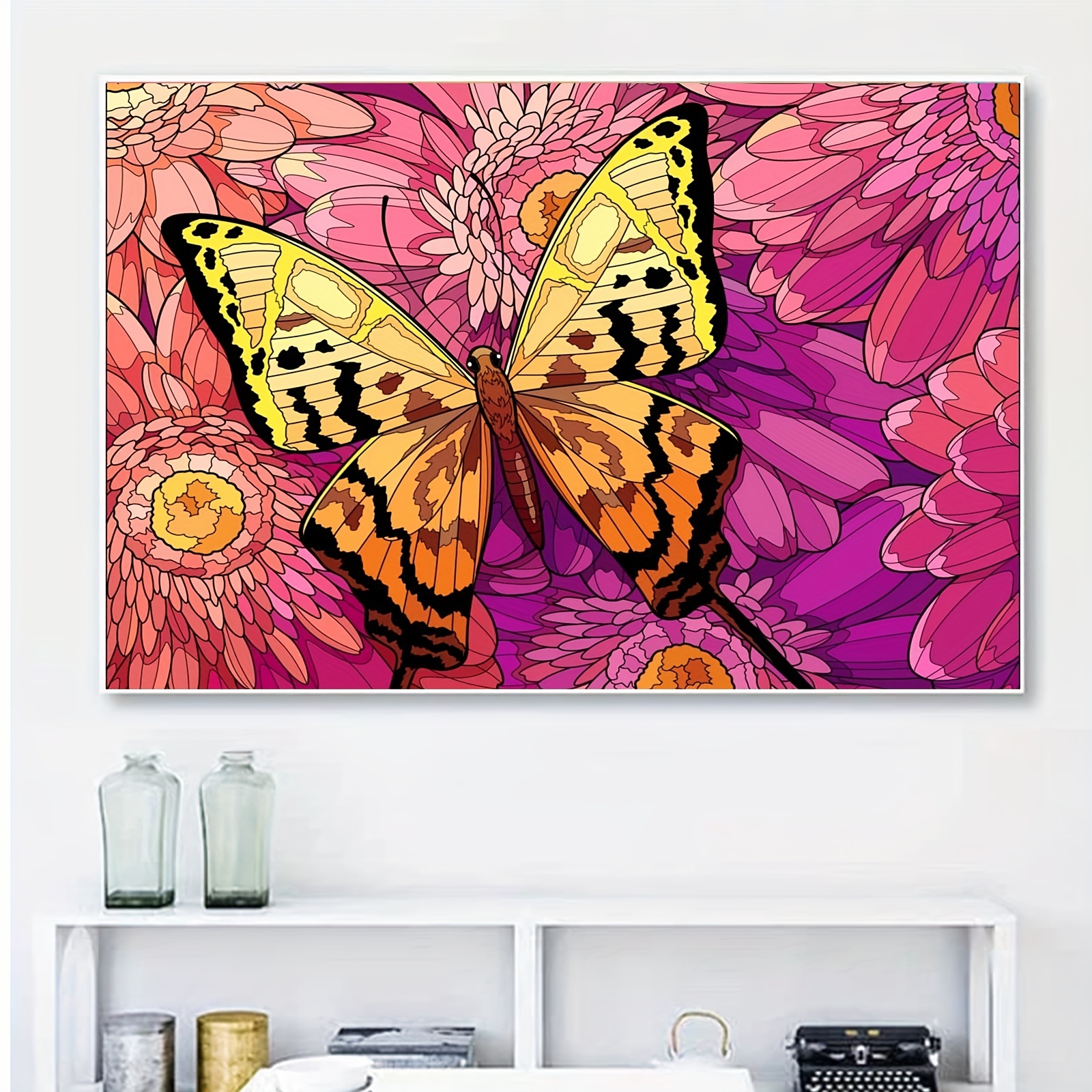 Butterfly Diamond Painting Kits for Adults, 5D Flower Diamond Art