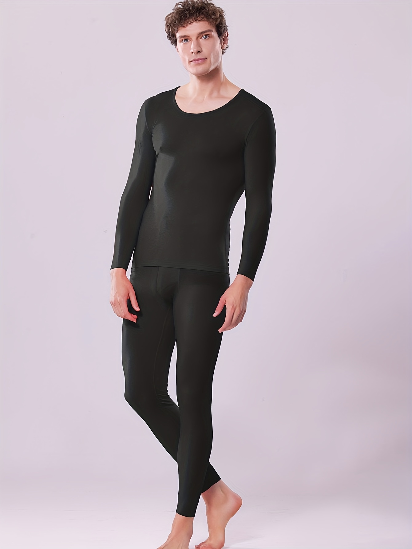 Men's Fleece Thermal Underwear Set Seamless Long Sleeve - Temu