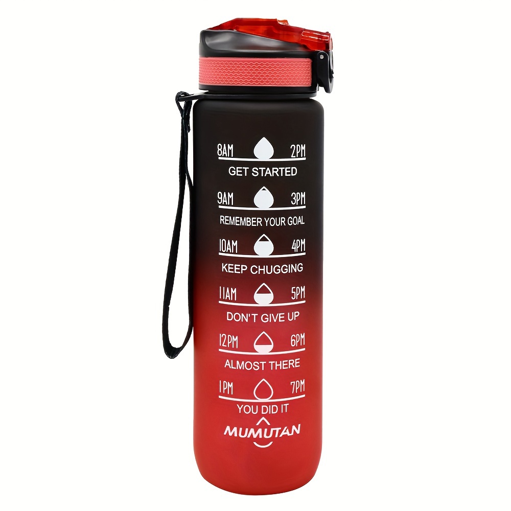 Measured Water Bottle with Times to Drink, 32oz, Easy to Clean, Reusable  and Leakproof, Tracking Drinking Water, Pretty Color 