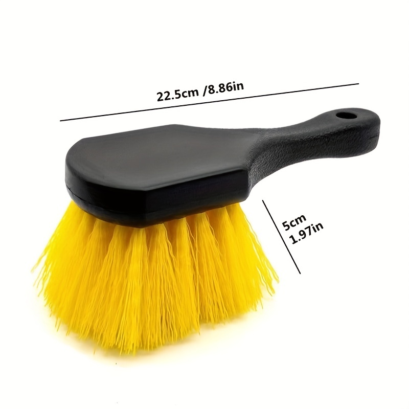 8 Wheel Cleaning Brush Gray  Short Handle Soft Synthetic Bristles