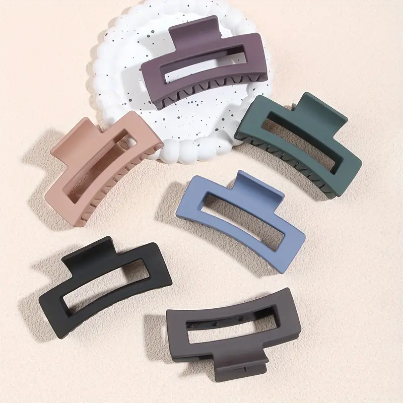 3/6pcs Retro Simple Frosted Rectangle Hair Clip, Elegant Fashion Hair Accessories For Girls