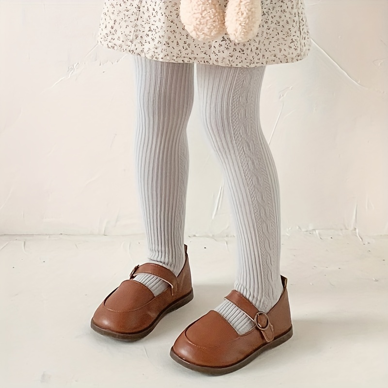 Girl's Knitted Solid Striped Pantyhose Anti pilling - Temu